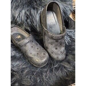 Dansko Pro Metallic Medallion Print Clogs Leather